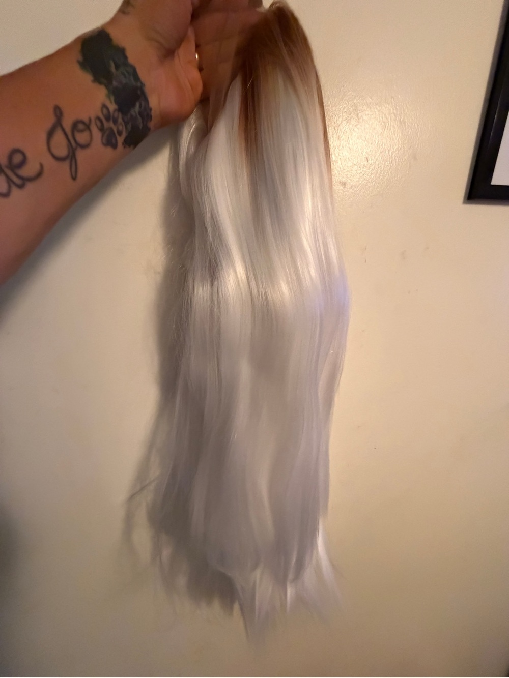 Ice Blonde with Subtle Copper Root Wig - T-Part, BNWT 28 inches long